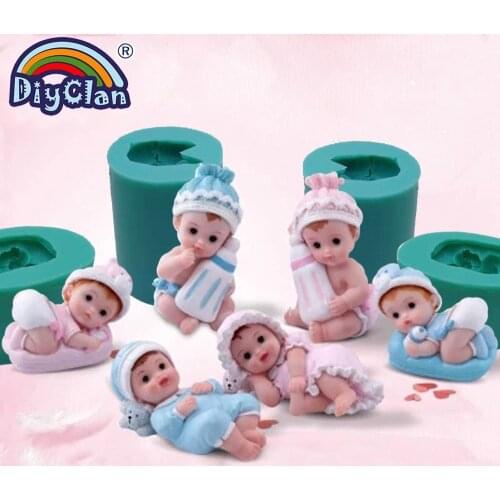 6 Kinds Of Baby Shape Silicone Candle Mold Lovely Boy And Girl Baby Silicone Soap Making Form Infant Resin Cake Decoration Mould