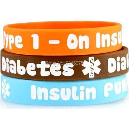 300pcs Type 1 Diabetes silicone wristband rubber bracelets free shipping by DHL express