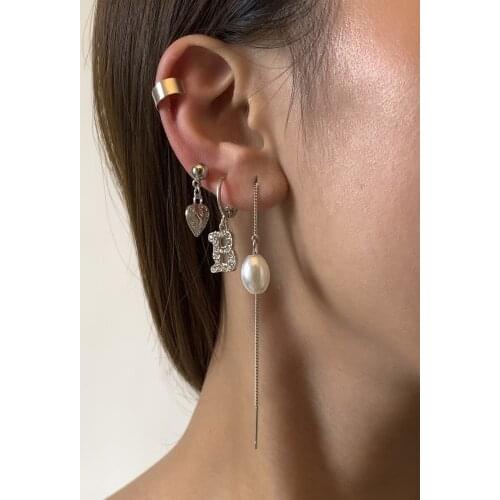 Fashion Mixed Ear Post Clip On Earrings Fake Cartilage Earring for Women Girls Clip Earrings No Pierced Pearl Crystals Earring