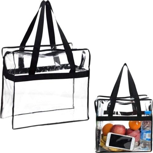 Tote Bag, Sturdy PVC Construction Zippered Top,Stadium Security Travel & Gym Clear Bag, Perfect for Work, School, Sports Games a