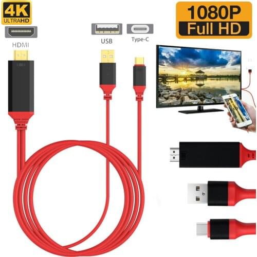 USB 3.1 Type C to HDMI-compatible 1080P Adapter Cable 2M Type C to HDMI-compat Cable For MacBook For Samsung Galaxy S9/S8/Note 9