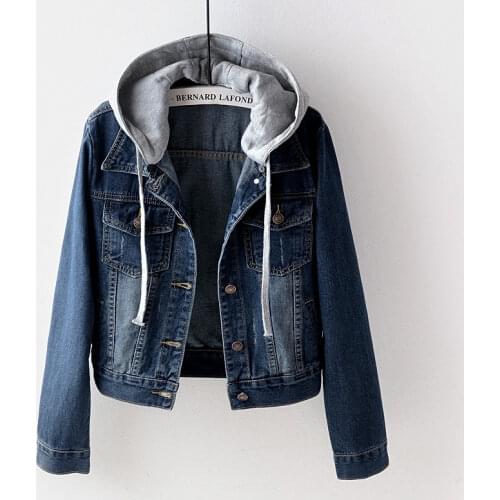 Plus Size 5XL Autumn Women Hoodis Tops Korean Fashion Hooded Jackets Long-sleeved Slim Denim Jackets Fashion Female Short Coats