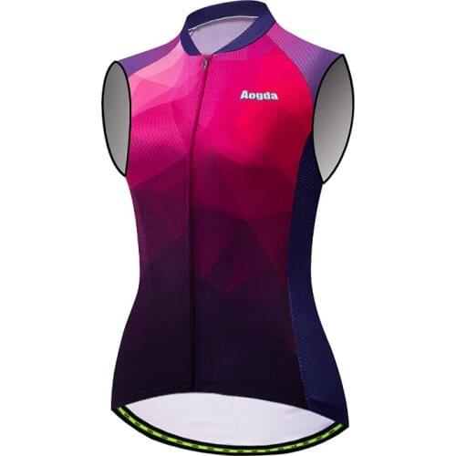 Aogda Womens Cycling Jersey Sleeveless Bicycle Clothing Bike Cycle Vests Summer Breathable Cycling Shirt Clothes