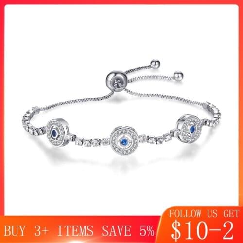CodeMonkey 100% Real 925 Sterling Silver Bracelet Light Luxury Clear Zircon Bracelet Adjustable Blue Eye For Women Jewelry CMB82