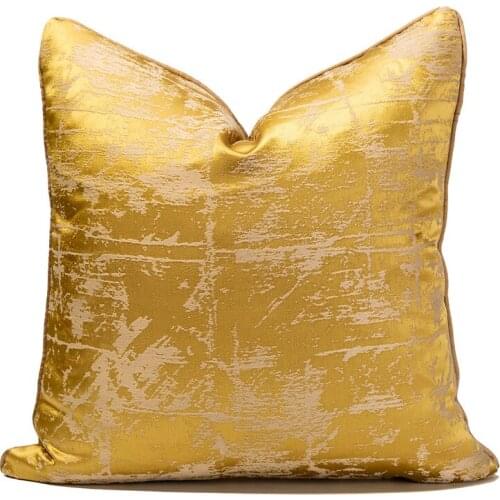 Golden Yellow Single-Sided Printing Pillowcase Polyester Satin Cushion Cover Fashionable And Simple Pastoral Style Pillowcase