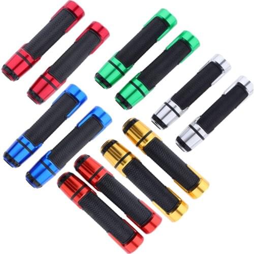 1 Pair 7/8" 22mm Motorcycle Handle Bar Aluminum Rubber Gel Hand Grips