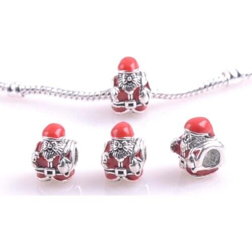 1Pcs 15x11MM Silver Father Christmas Spacers Beads Fit Charms Bracelets Jewelry Handmade DIY extanpaa flfaocma DK-045