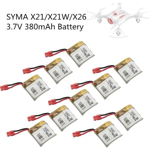 10pcs SYMA X21 X21W Battery Quadcopter Remote Control Helicopter Spare Parts 3.7V 380mah UAV Lithium Battery