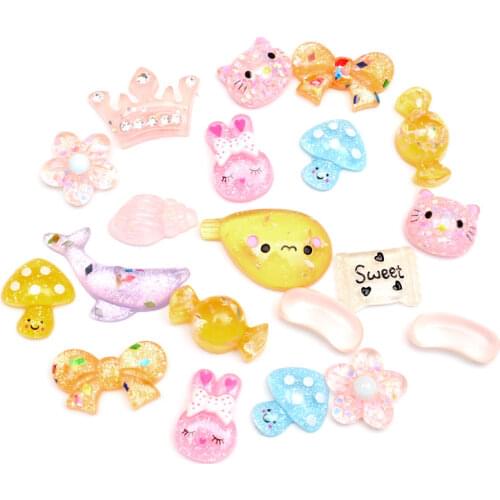20Pcs Mixed Style Clear Resin Decoration Crafts Flatback Cabochon Embellishments For Scrapbooking Beads Diy Accessories