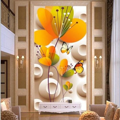 Wellyu Custom Wallpaper 3D Super Fine Butterfly Flowers Arcade Aisle Backdrop Decorative Painting papel de parede 3d wallpaper