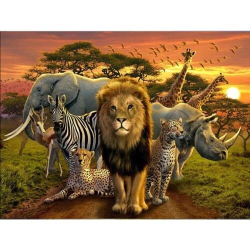 5D Diamond Painting Animal Full Square/Round Drill Diamond Embroidery Lion Mosaic Elephant DIY Home Decor