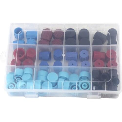 77pcs 11 Kinds of R134A R12 Air Conditioning Service AC System Charging Port Caps In a Box
