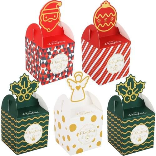 8pcs Candy Boxes Christmas Packing Gift Boxes Santa Snowman Gift Box Paper Box Gift Bags Container Supplies Xmas Party Decor