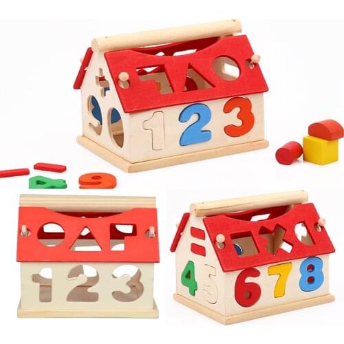 Wooden Geometric Shapes Montessori Sorting Math Bricks Preschool Learning Educational Game Baby Toddler Toys for Children