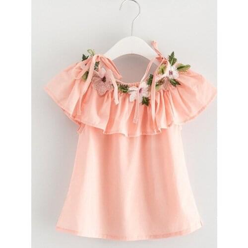 Childrens wear new 2018 summer girls dress Childrens wear European fashion household floral straps Princess