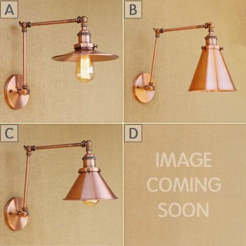 Rh Long Arm Red Bronze Industry Retro Personality Vintage Retractable Bedroom Hallway Foldable Free Led Bulb Wall Light lamps
