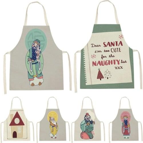 Chinese Fu Lu Shou Portrait Printing Sleeveless Apron ChildrenS Home MenS And WomenS Anti-Fouling Apron Kitchen Waist Bib