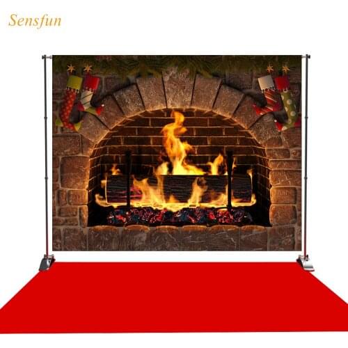 LEVOO photography background Christmas fireplace burn Socks brick background photobooth photo studio shoot prop