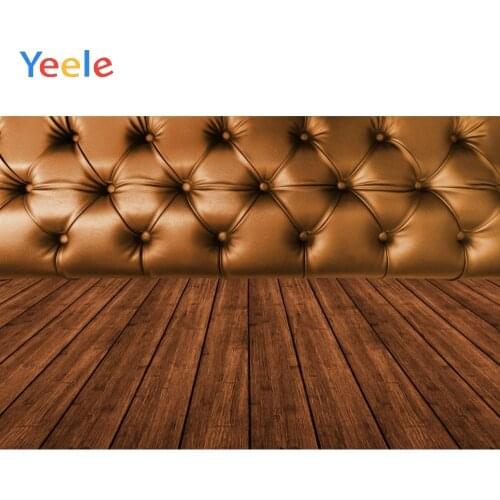 Brown Leather Bed Headboard Wooden Planks Baby Kid Portrait Photo Backgrounds Customized Photographic Backdrops For Photo Studio