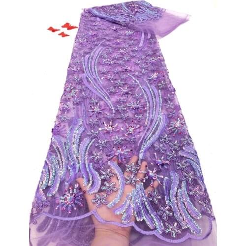 French Lace Fabric 2021 High Quality Embroidery African Sequin Lace Nigerian Tulle Fabric 5 Yards/piece For Sewing RF4328