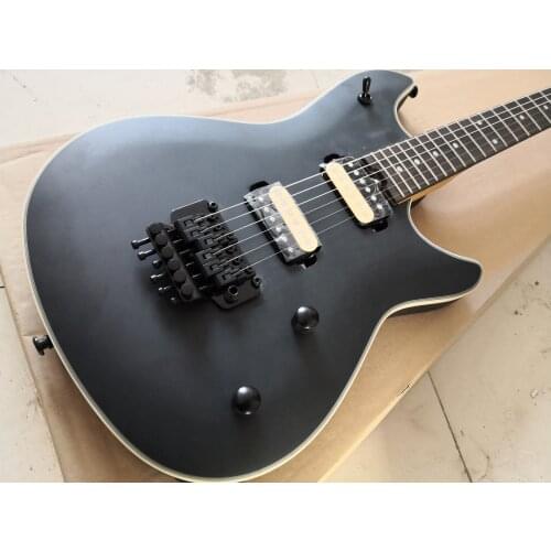 Free shipping custom 6 string guitar,mark black guitar,basswood body,maple neck,tremolo bridge,white black pickups,black button
