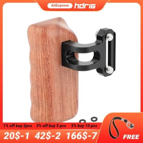 HDRiG Wooden Handgrip With 1/4 Screws Connection For DSLR Camera Cage Rig Monitor Cage Rig