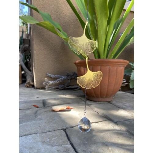 Suncatcher Ginko Leaf Window Crystal Prism, home decor gift, lightcatcher//Window Hanging Gifts-Home Protection,New Home Gift