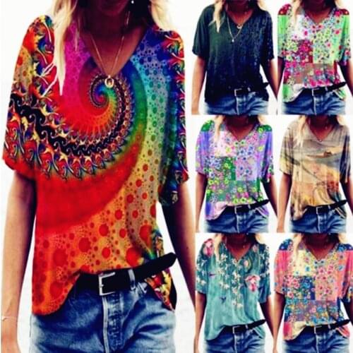 Summer Fashion Colors Sexy 3D Floral Women Plus Sizes Scenery Animal Loose Big Large Vintage Fashion T Shirts Tops Tees