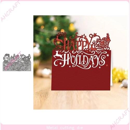 Happy Holidays Lace Metal Cutting Dies for DIY Scrapbooking Photo Album Decorative Embossing Paper Card Crafts Die 2021