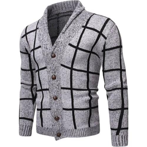 Fashion Sweater Men Plaid Cardigan Men Autumn Knitted Sweater Coats Knitting Jumper Slim Fit Pull Homme Dropshipping