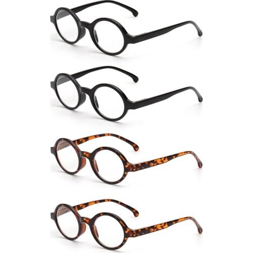 JM 4pcs/set Spring Hinge Round Reading Glasses Men Women Magnifier Diopter Presbyopic Glasses Reading