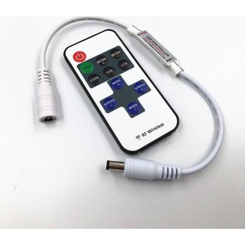Wholesale 50pcs/lot Wireless Mini RF single color led dimmer Controller 12A 144W DC5V12V24V for Led Strip Lights