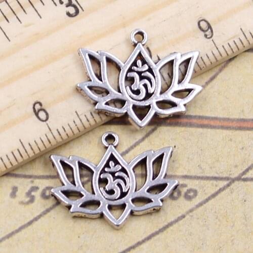 20pcs Charms lotus flower yoga om 21x17mm Tibetan Silver Color Pendants Antique Jewelry Making DIY Handmade Craft