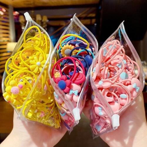 20/40/Pcs/Set Kids Flower Hair Rope Girls Colorful Sweet Hair Ring Solid Color Simple Hair Elastic Hair Bands Hair Accessories