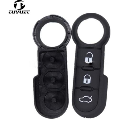 3 Buttons Black Soft Button Rubber Pad For Fiat 500 Remote Key Case Shell remote control car key pad