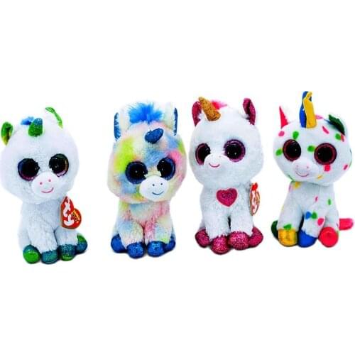 Ty Beanie Big Eyes 6" 15 cm Unicorn Series Collectible Plush Soft Toys Stuffed Animal Dolls Accompany Sleeping Kids Toy Gifts