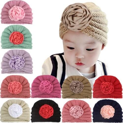 Knitted Winter Baby Hat for Girls Candy Color Bonnet infant Baby Beanie Turban Hats Newborn Baby Cap for kids Accessories