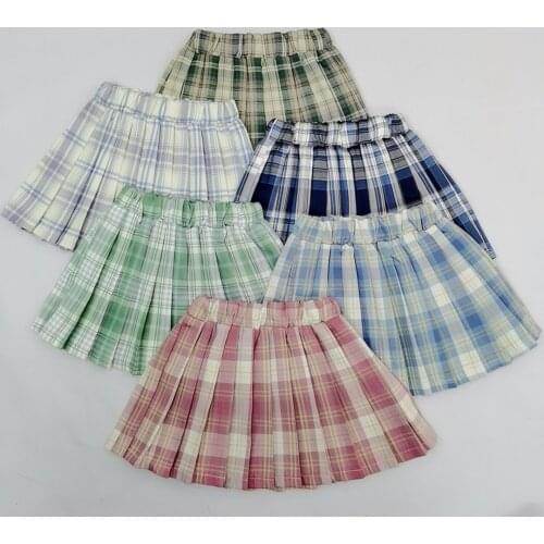High Waist A-Line Skirt Baby Toddler Girls Pleated Skirt Plaid School Skirt Princess Tutu Skirts Kids Cute Children Clothes