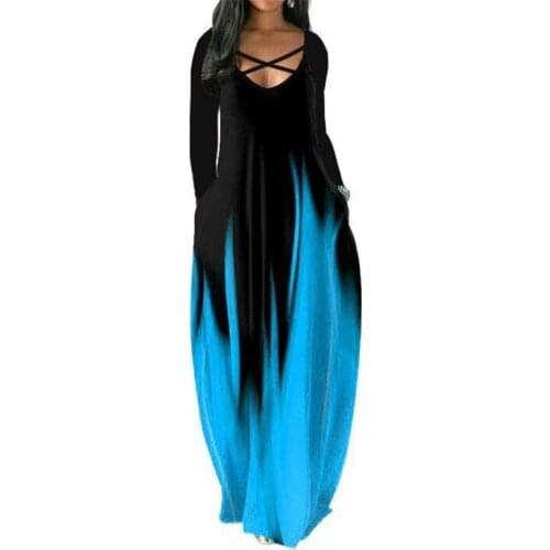 Womens Fashion Plus Size Casual Long Sleeve Print Maxi Long Dress Boho Big Size 5XL Dresses For Women Party Sundress Robe