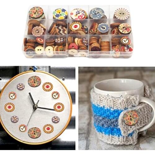 180pcs 2-holes Round Wooden Buttons Crafts DIY Baby Children Clothing Sewing Accessories Decoration Handcraft Scrapbook Supplies