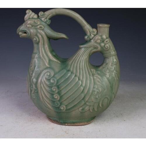 2 Antique SongDynasty porcelain bottle, Ru kiln powder green leather pot,Hand-painted crafts,collectio & adornment,Free shipping