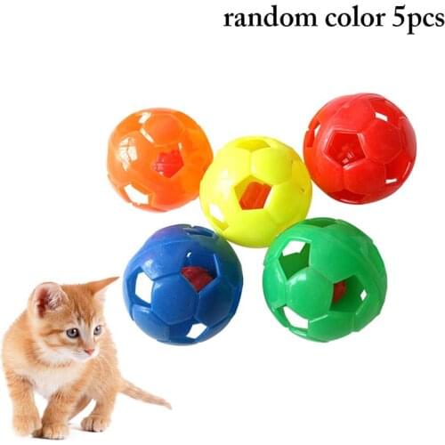 4cm 5pcs Cat Toys Ball Plastic Hollow Football Bell Ball Cat Training Toy Pet Playing Ball Pet Products Toys for Cats Kitten
