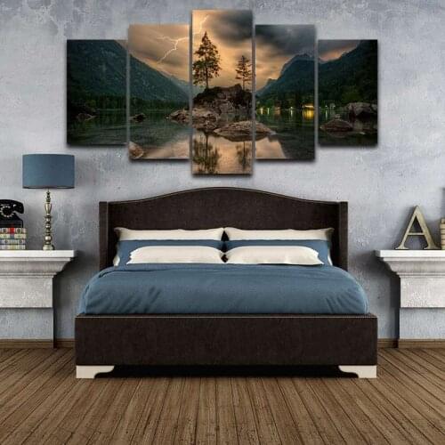 5 Panels Modern Landscape Oil Paintings Print On Canvas Posters And Prints Landscape Art Home Room Decor Framework
