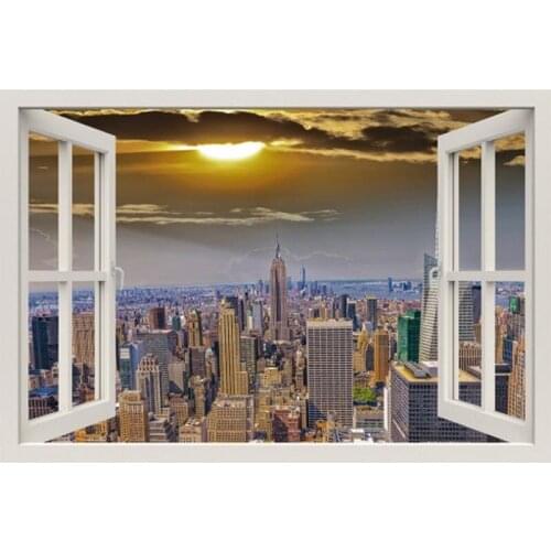 5D DIY full diamond painting Window Frame Scenery 3D mosaic diamond embroidery landscape Mural New York City at night sunset