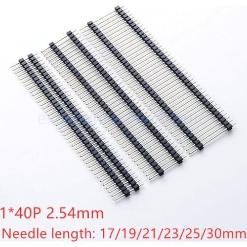 5Pcs 2.54mm Pin Header Straight needle 1X40P Long 15/17/19/21/23/25/30mm Board spacer Single row double plastic Copper