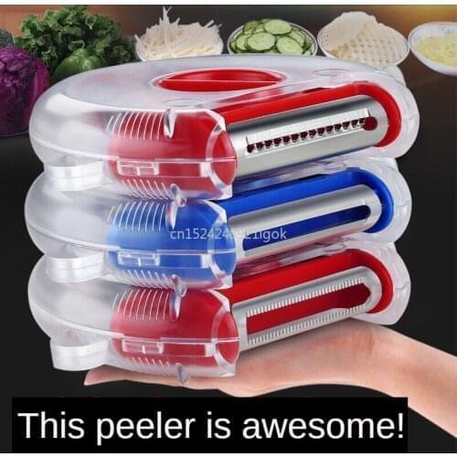Household Peeling Knife Multifunctional Three-in-one Fruit Peeler Potato Shreds Peeling Knife Kitchen Artifact Plane