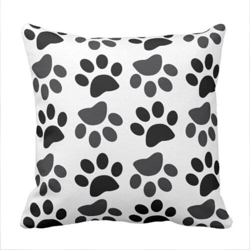 Cute Dog Paw Prints Polyester Throw Pillow case