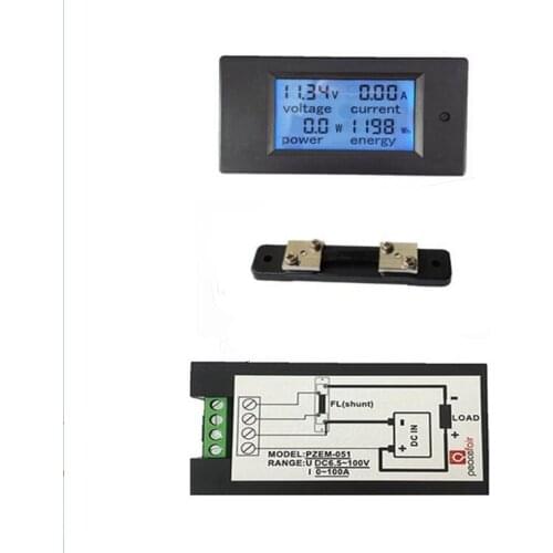 DC 50A Digital LED Power Meter Monitor Power Energy Voltmeter Ammeter +50A shunt