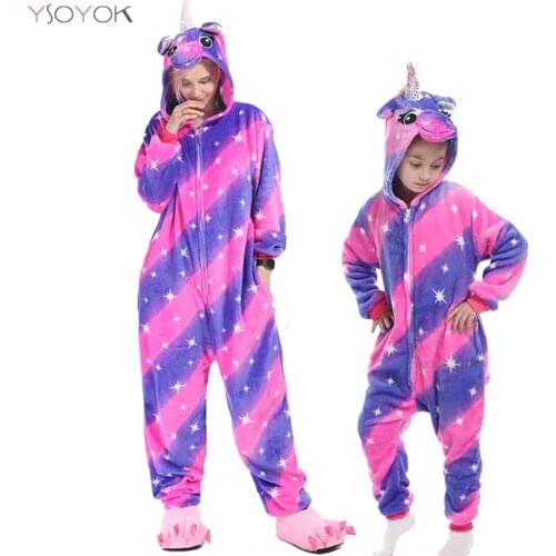 Kigurumi Childrens Pajamas For Boys Girls Unicorn Pajamas Flannel Kids Panda Pijamas Animal Sleepwear Winter Licorne Onesies
