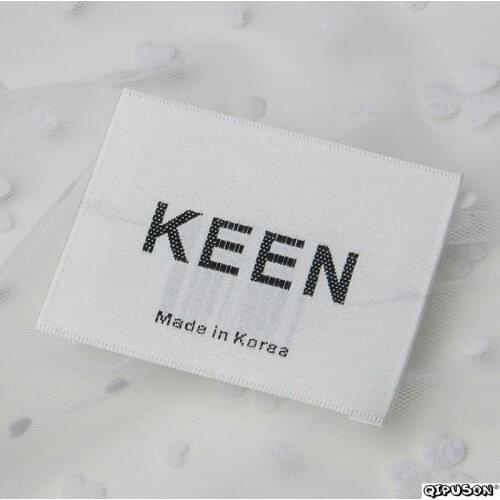 DH021 custom logo brand name woven clothing labels tags customized clothes garment etiquetas main label tag for clothing labels